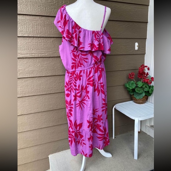 NWT Old Navy One Shoulder Waist Defined Midi Floral  Dress - Picture 2 of 15